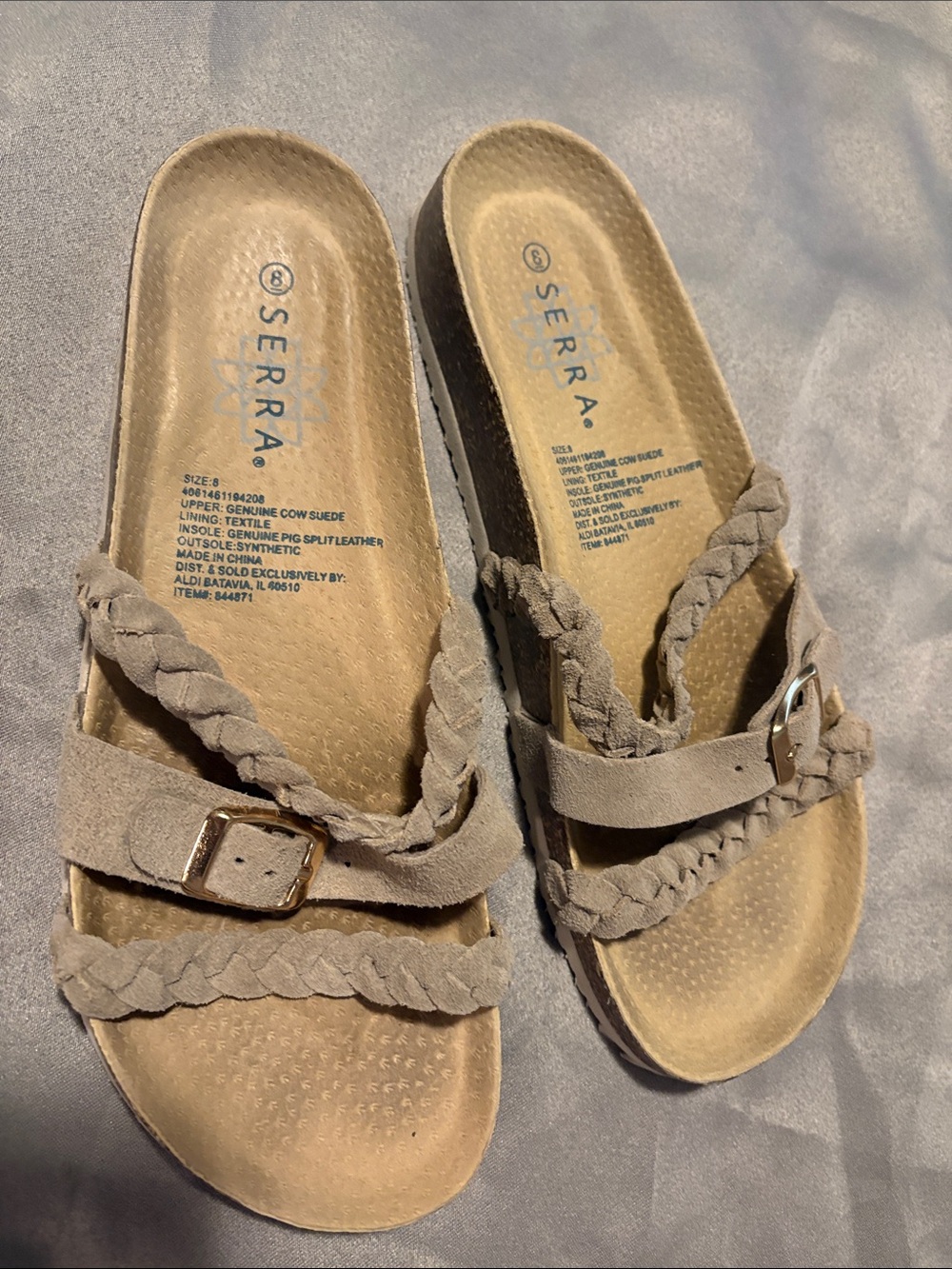 Serra Taupe Braided Strap Slide Sandals